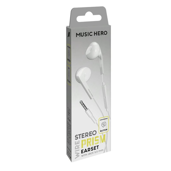 Music Hero - Căști PRISM, 3.5mm jack, alb