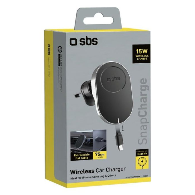 SBS - Suport auto cu MagSafe, 15W, negru
