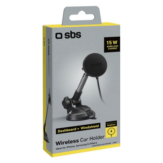 SBS - Suport auto cu brat & MagSafe, 15W, negru