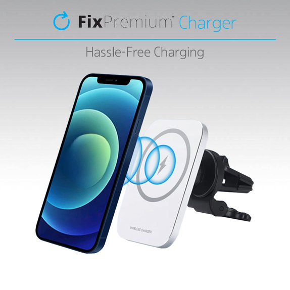 FixPremium - Incărcător de mașină cu MagSafe V2, alb
