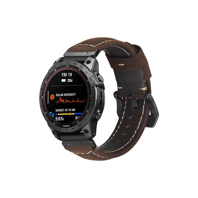 FixPremium - Curea din piele pentru Garmin (QuickFit 22mm), maro