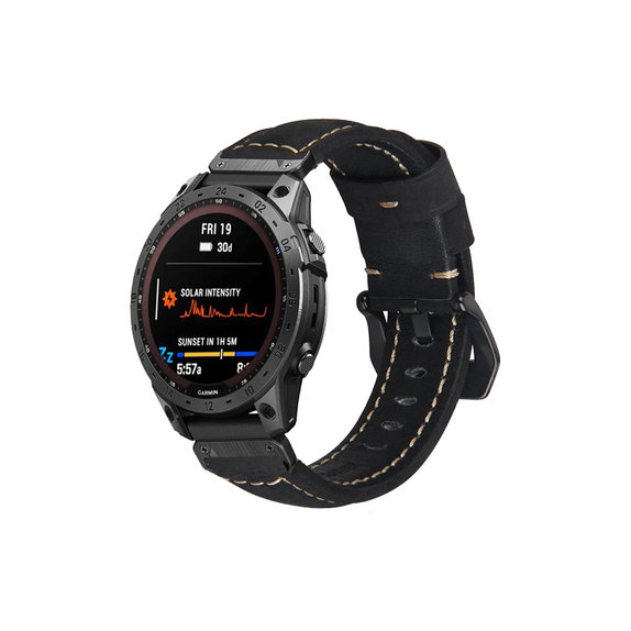 FixPremium - Curea din piele pentru Garmin (QuickFit 22mm), negru