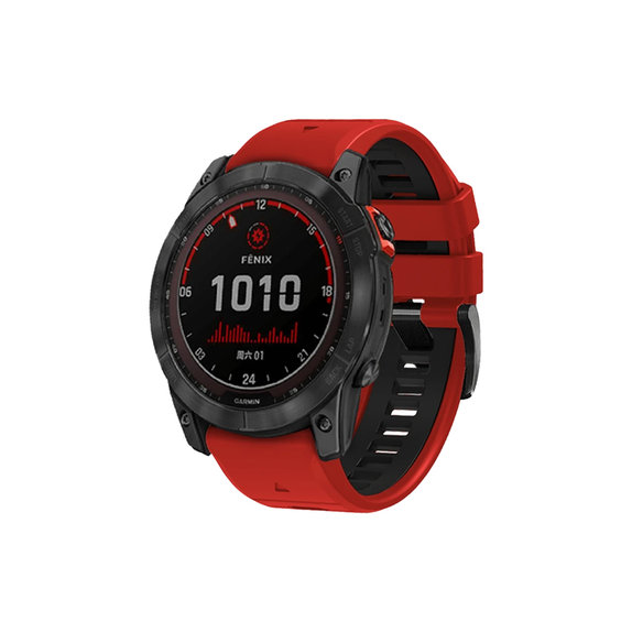 FixPremium - Curea din silicon bicolor pentru Garmin (QuickFit 22mm), roșu