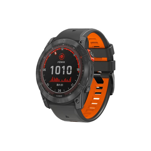 FixPremium - Curea din silicon bicolor pentru Garmin (QuickFit 26mm), gri