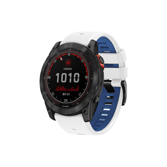 FixPremium - Curea din silicon bicolor pentru Garmin (QuickFit 22mm), alb