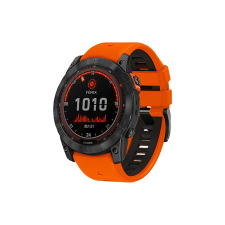 FixPremium - Curea din silicon bicolor pentru Garmin (QuickFit 22mm), portocaliu