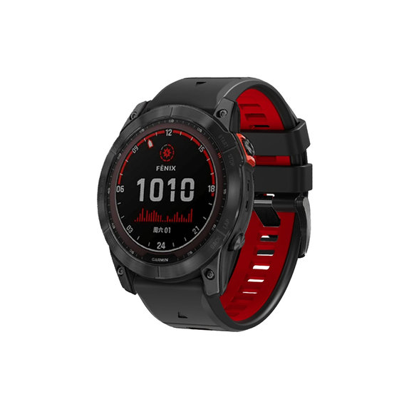 FixPremium - Curea din silicon bicolor pentru Garmin (QuickFit 22mm), negru