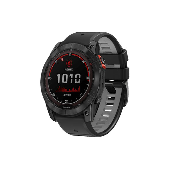 FixPremium - Curea din silicon bicolor pentru Garmin (QuickFit 22mm), negru