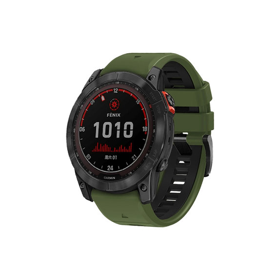 FixPremium - Curea din silicon bicolor pentru Garmin (QuickFit 22mm), verde închis