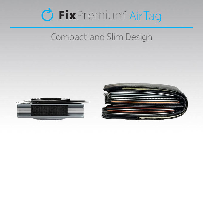FixPremium - Portofel AirTag Carbon cu clip, negru