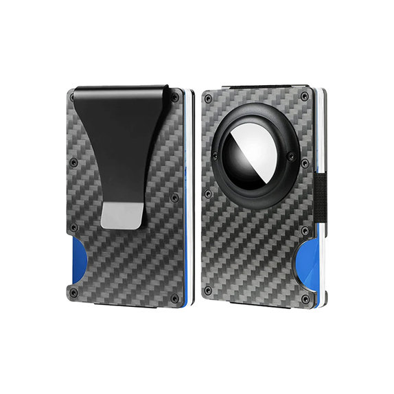 FixPremium - Portofel AirTag Carbon cu clip, negru