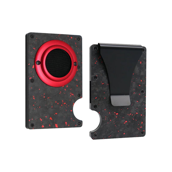 FixPremium - Portofel AirTag Carbon cu clip, roșu