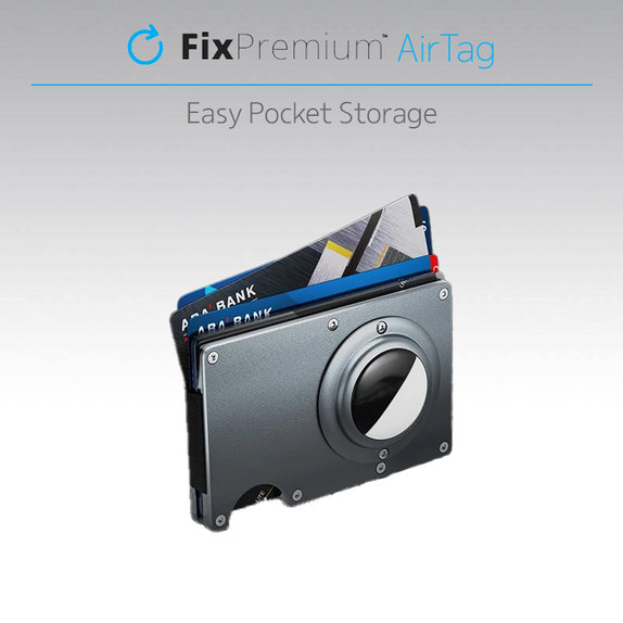 FixPremium - Portofel AirTag Carbon cu clip, albastru