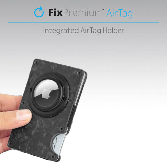 FixPremium - Portofel AirTag Carbon cu clip, albastru