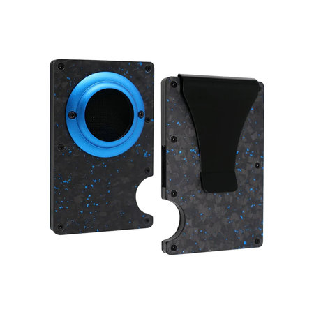 FixPremium - Portofel AirTag Carbon cu clip, albastru