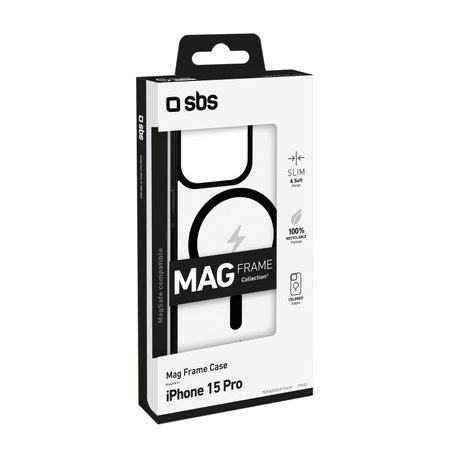 SBS - Husă Mag Frame compatibilă cu MagSafe pentru iPhone 15 Pro, negru