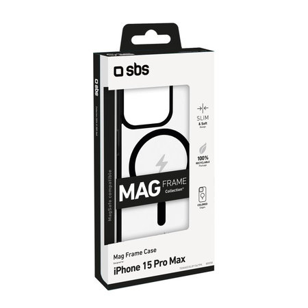 SBS - Husă Mag Frame compatibilă cu MagSafe pentru iPhone 15 Pro Max, negru