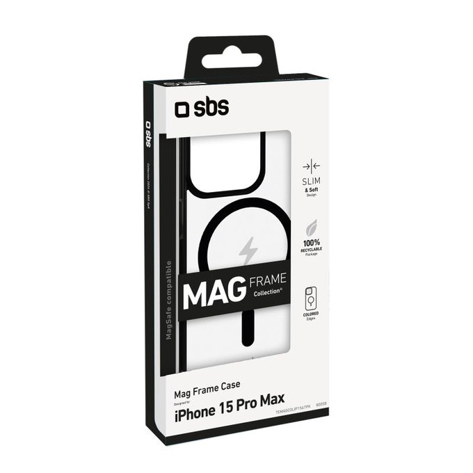 SBS - Husă Mag Frame compatibilă cu MagSafe pentru iPhone 15 Pro Max, negru