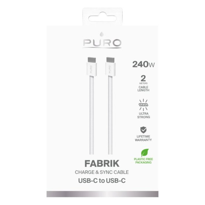 PURO - USB-C Cablu / USB-C, 240W, Fabrik FABK4, 2 m, alb