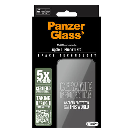 PanzerGlass - Geam Securizat UWF Ceramic cu aplicatorul pentru iPhone 16 Pro, transparent