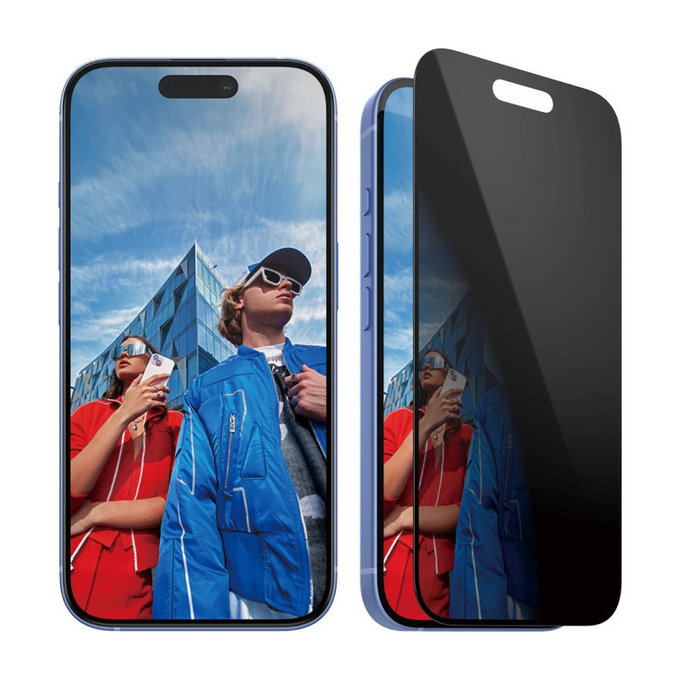 Sticlă securizată UWF Privacy cu aplicator pentru iPhone 16/15, Negru, PanzerGlass