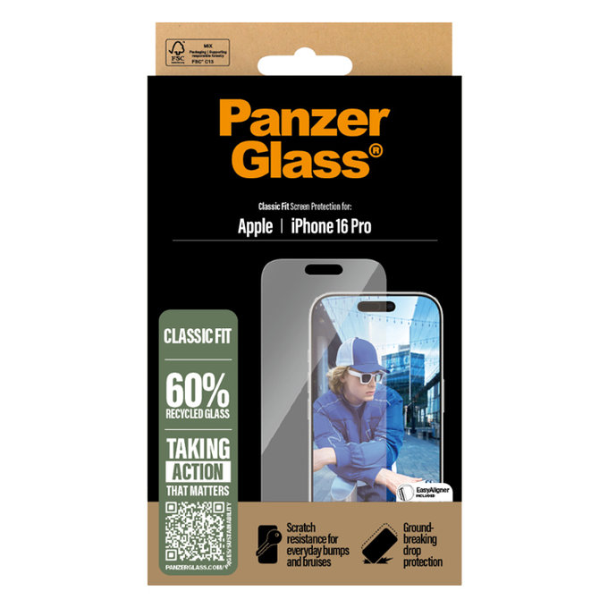 PanzerGlass - Geam Securizat pentru iPhone 16 Pro, transparent