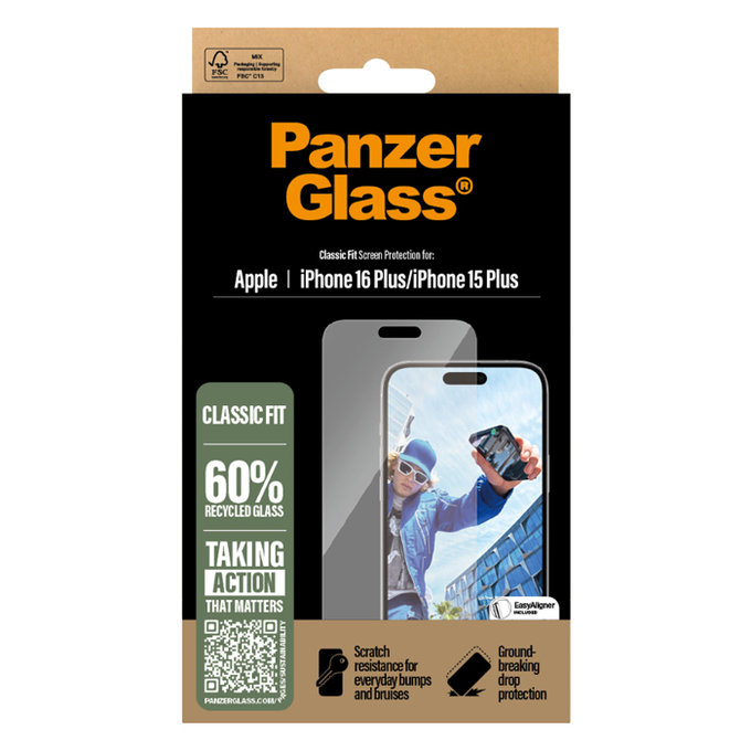 PanzerGlass - Geam Securizat pentru iPhone 16 Plus, transparent