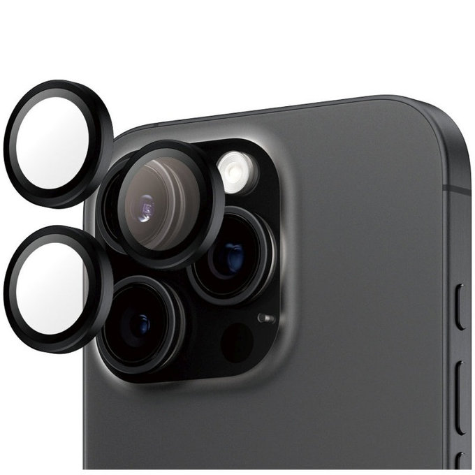 Protecție lentilă Hoops pentru iPhone 16 Pro Max/16 Pro, Negru, PanzerGlass