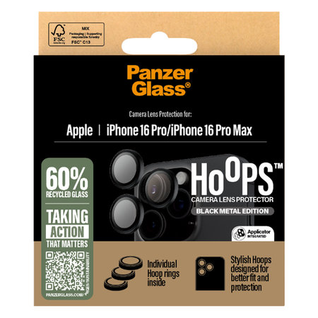 PanzerGlass - Capac de protecție & obiectivul camerei Hoops pentru iPhone 16 Pro & 16 Pro Max, negru
