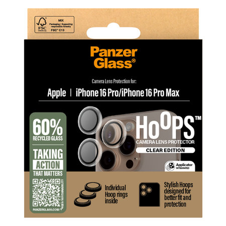 PanzerGlass - Capac de protecție & obiectivul camerei Hoops pentru iPhone 16 Pro & 16 Pro Max, transparent