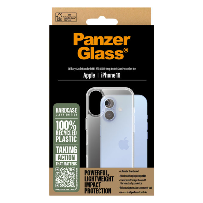 PanzerGlass - Caz HardCase pentru iPhone 16, transparent