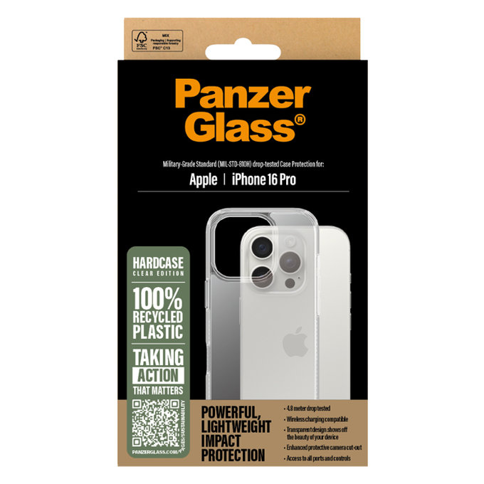 PanzerGlass - Caz HardCase pentru iPhone 16 Pro, transparent