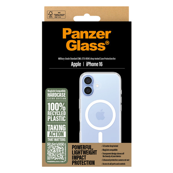 PanzerGlass - Caz HardCase s MagSafe pentru iPhone 16, transparent