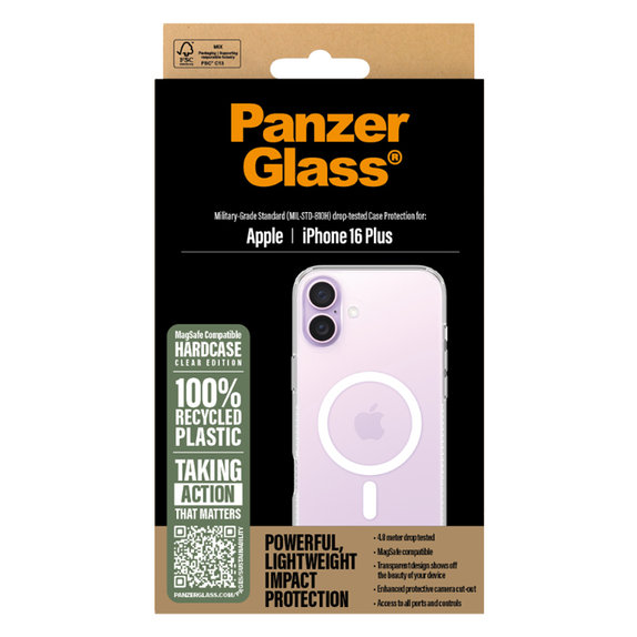 PanzerGlass - Caz HardCase s MagSafe pentru iPhone 16 Plus, transparent