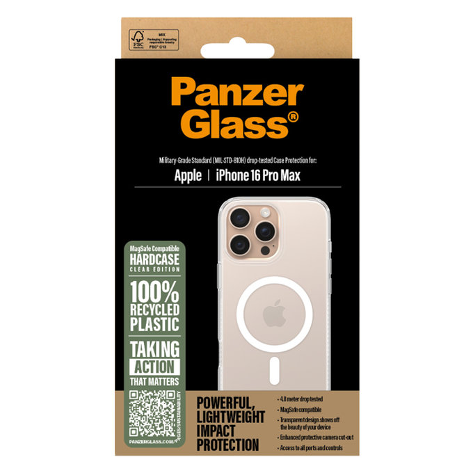 PanzerGlass - Caz HardCase s MagSafe pentru iPhone 16 Max Pro, transparent