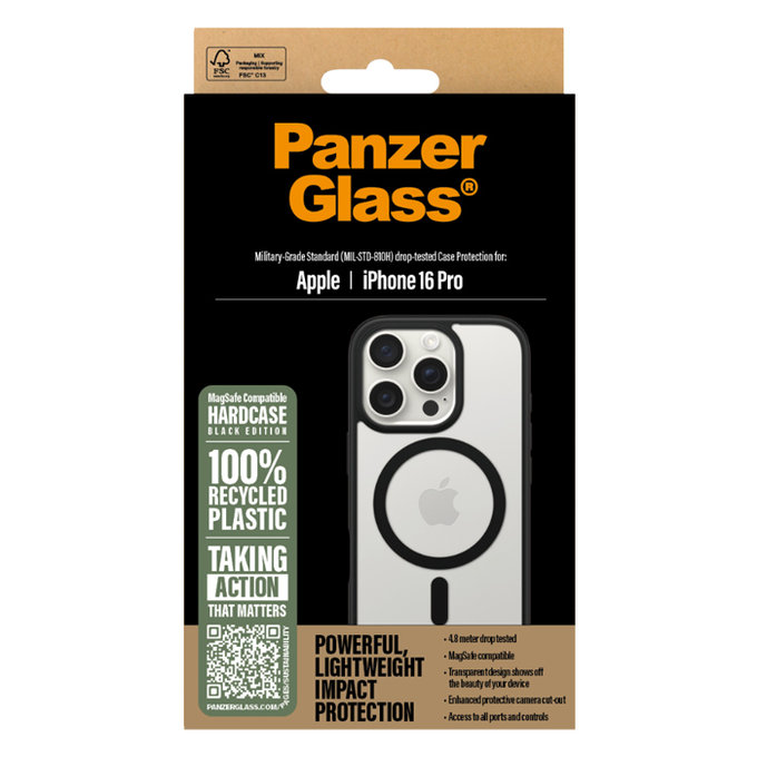 PanzerGlass - Caz HardCase s MagSafe pentru iPhone 16 Pro, negru