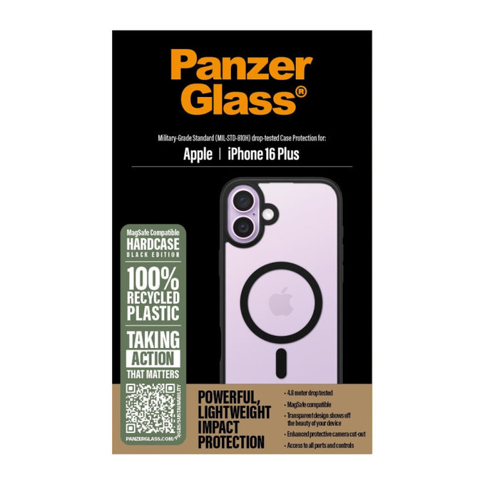 Caz HardCase cu MagSafe pentru iPhone 16 Plus, negru, PanzerGlass