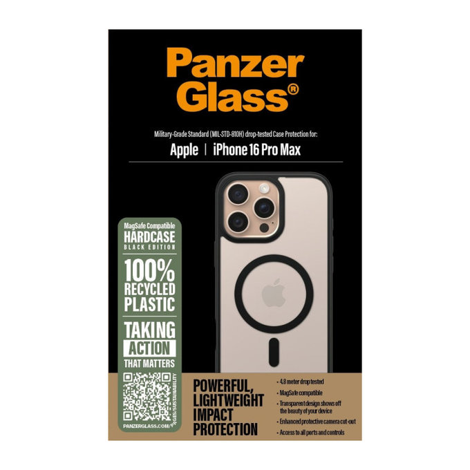 Caz HardCase cu MagSafe pentru iPhone 16 Pro Max, negru, PanzerGlass