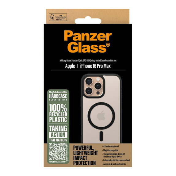 Caz HardCase cu MagSafe pentru iPhone 16 Pro Max, negru, PanzerGlass