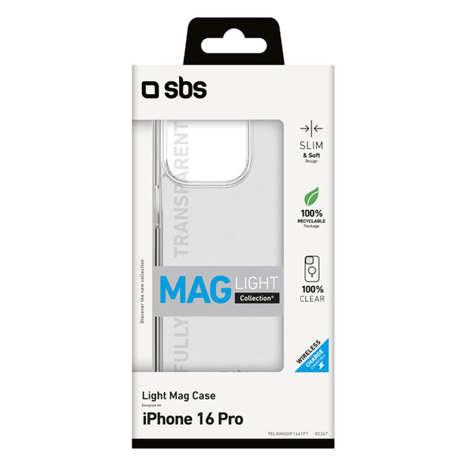 SBS - Caz Light Mag s MagSafe pentru iPhone 16 Pro, transparent