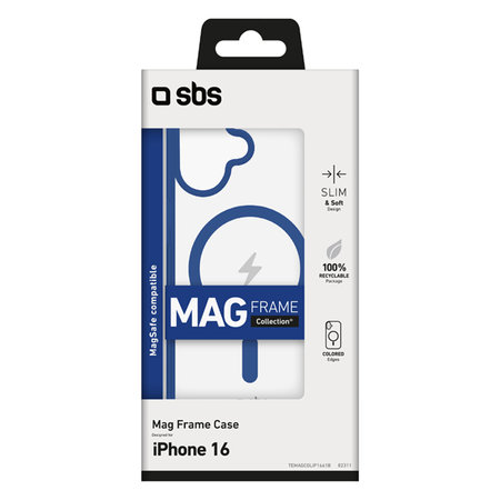 SBS - Caz Mag Frame s MagSafe pentru iPhone 16, albastru