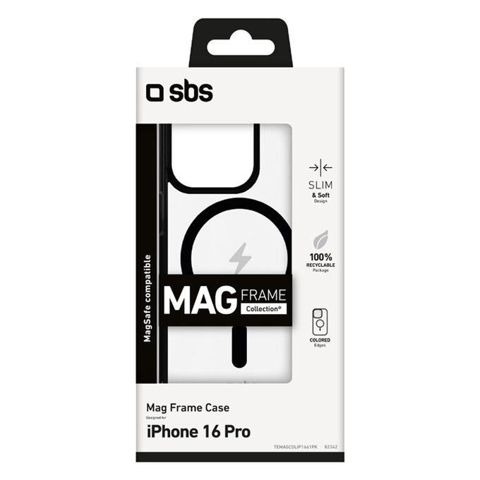 SBS - Caz Mag Frame s MagSafe pentru iPhone 16 Pro, negru
