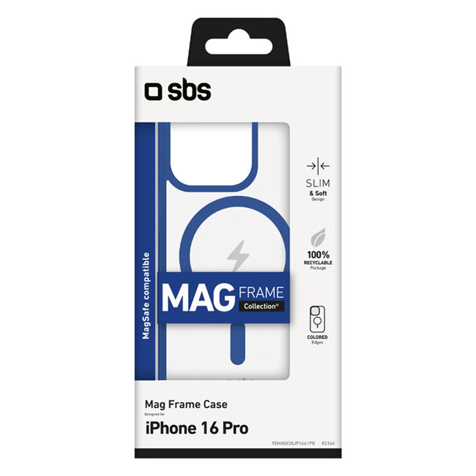 SBS - Caz Mag Frame s MagSafe pentru iPhone 16 Pro, albastru