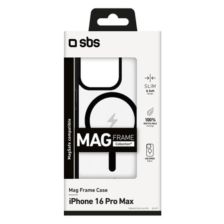 SBS - Caz Mag Frame s MagSafe pentru iPhone 16 Pro Max, negru