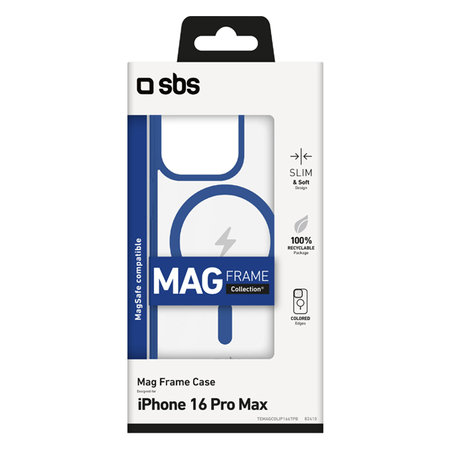 SBS - Caz Mag Frame s MagSafe pentru iPhone 16 Pro Max, albastru