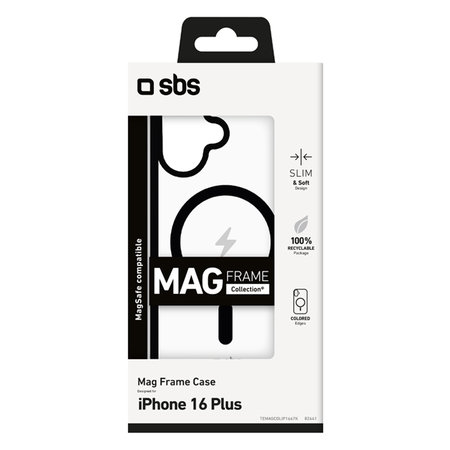 SBS - Caz Mag Frame s MagSafe pentru iPhone 16 Plus, negru