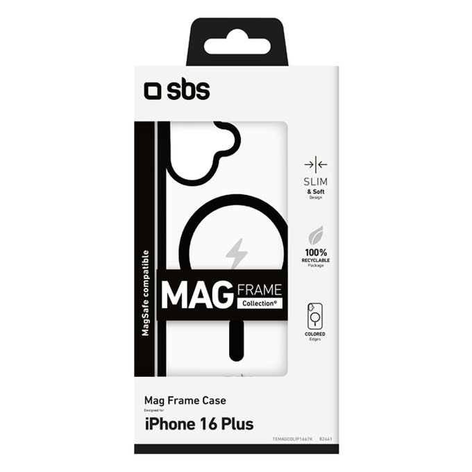 SBS - Caz Mag Frame s MagSafe pentru iPhone 16 Plus, negru