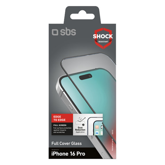 SBS - Geam Securizat Full Cover pentru iPhone 16 Pro, negru
