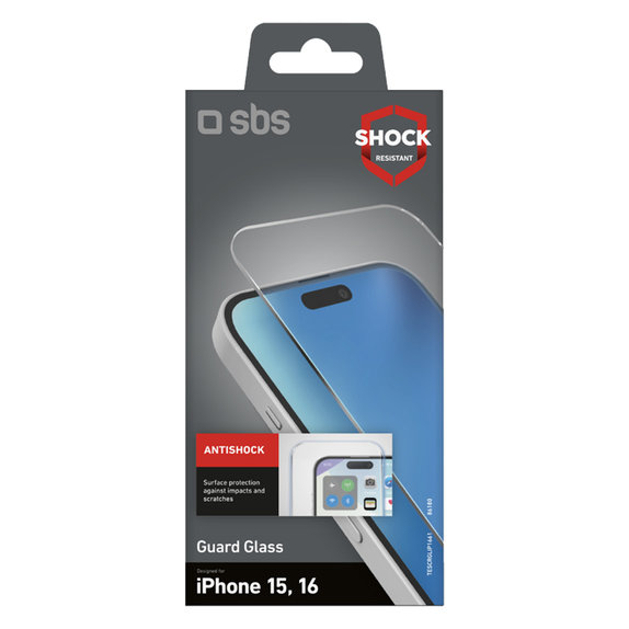 SBS - Geam Securizat Guard Glass pentru iPhone 16, transparent