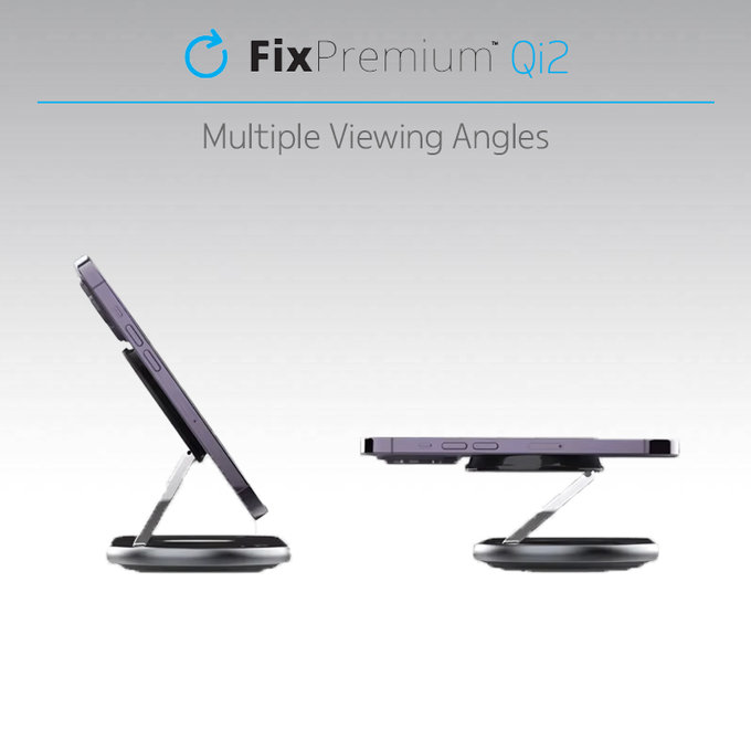 FixPremium - Stand de încărcare cu Qi2 pentru iPhone, Apple Watch & AirPods, negru
